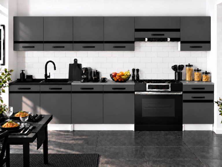 Meubles de cuisine Prestige 260 cm gris mat avec plan de travail Fabricant TOR P Frida/0/WT/SR/0/A1/CM