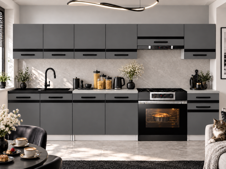 Meubles de cuisine Prestige 260 cm gris mat avec plan de travail Fabricant TOR P Frida/0/WT/SR/0/A1/CM