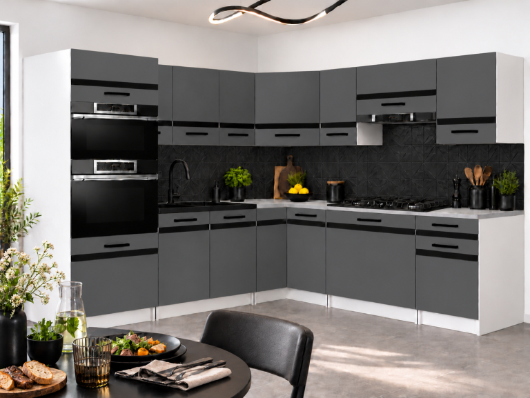 Meubles de cuisine Prestige 420 cm gris mat avec plan de travail Fabricant TOR P Diego/0/WT/SR/0/A1/CM