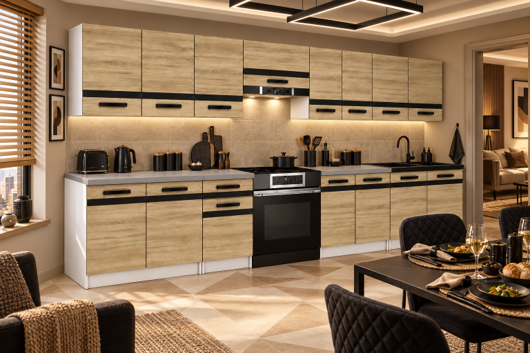 Meubles de cuisine Prestige 320 cm chêne sonoma avec plan de travail Fabricant TOR P Vincent/0/WT/DS/0/A1/CM