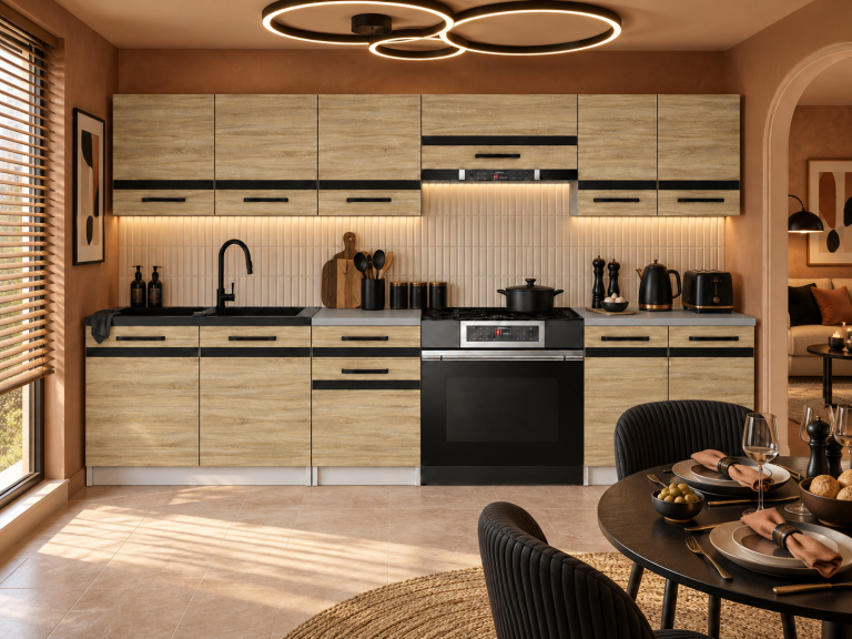 Meubles de cuisine Prestige 240 cm chêne sonoma avec plan de travail Fabricant TOR P Salvador/0/WT/DS/0/A1/CM