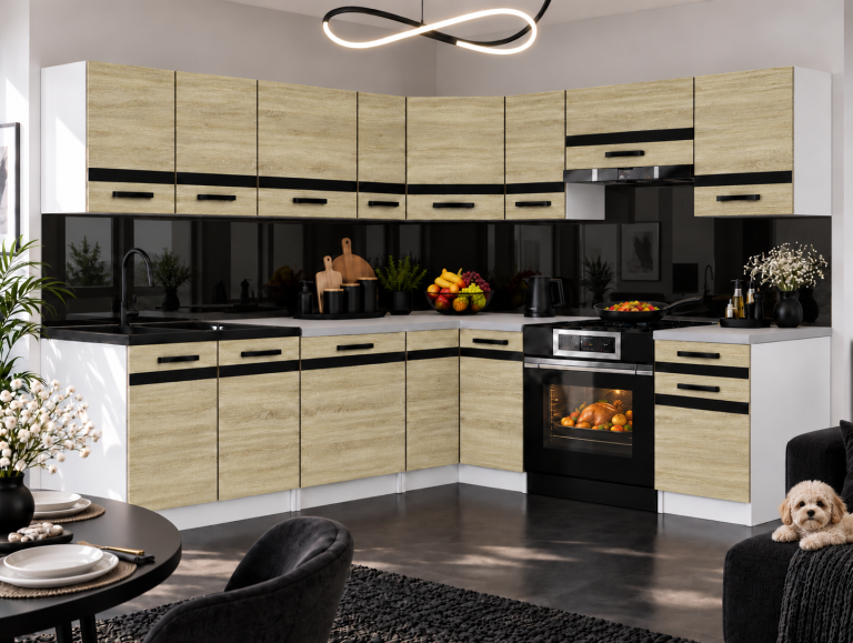 Meubles de cuisine Prestige 420 cm chêne sonoma sans plan de travail Fabricant TOR P Gustav/0/WT/DS/BB/A1/CM