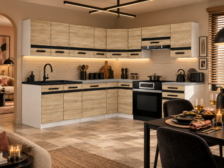Meubles de cuisine Prestige 420 cm chêne sonoma sans plan de travail Fabricant TOR P Gustav/0/WT/DS/BB/A1/CM
