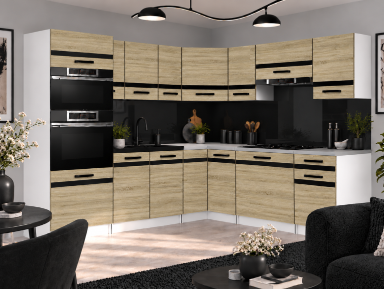 Meble kuchenne Prestige 420 cm dąb sonoma z blatem Producent TOR P Diego/0/WT/DS/0/A1/CM