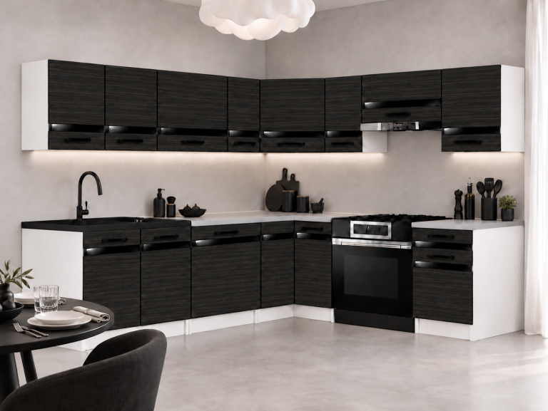 Meubles de cuisine Prestige 420 cm ébène royale avec plan de travail Fabricant TOR P Gustav/0/WT/HK/0/A1/CP