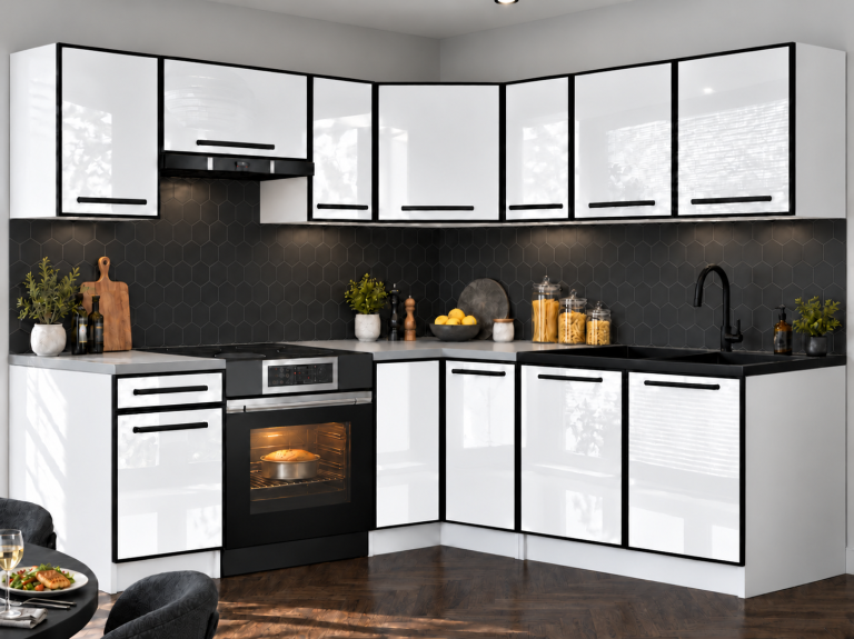 Meubles de cuisine Linea 360 cm blanc brillant avec plan de travail Fabricant INF L Pablo/0/WT/W/0/A1