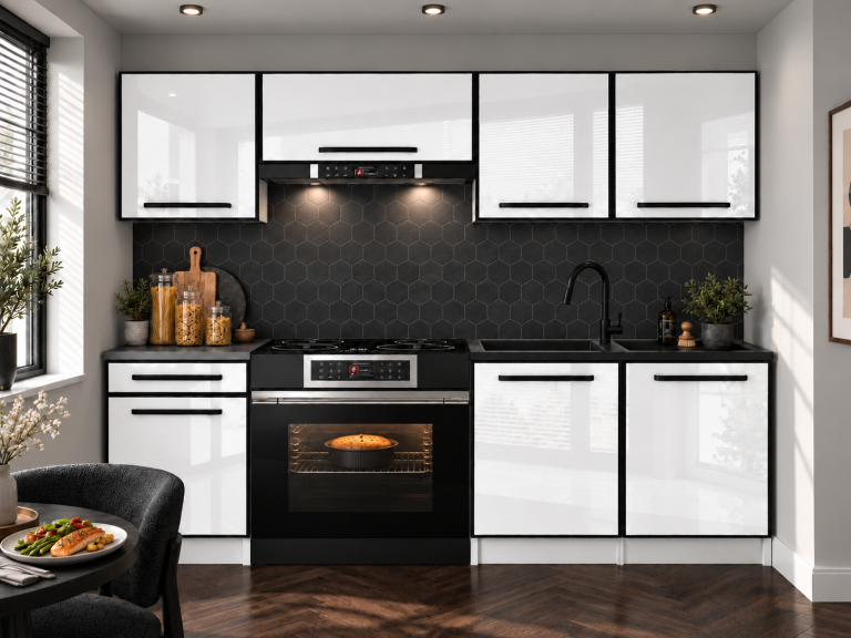 Meubles de cuisine Linea 180 cm blanc brillant avec plan de travail Fabricant INF L Leonardo/0/WT/W/0/A1
