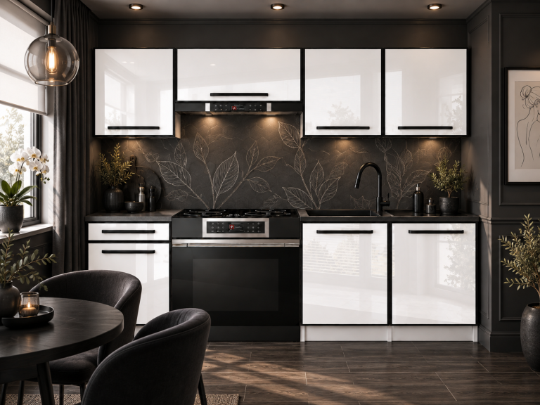 Meubles de cuisine Linea 180 cm blanc brillant avec plan de travail Fabricant INF L Leonardo/0/WT/W/0/A1
