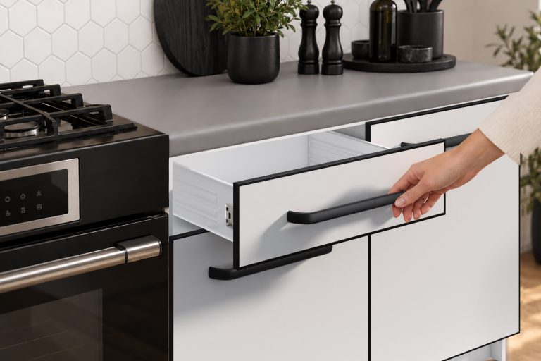 Meubles de cuisine Linea 240 cm blanc mat avec plan de travail Fabricant TOR L Salvador/0/WT/WT/0/A1