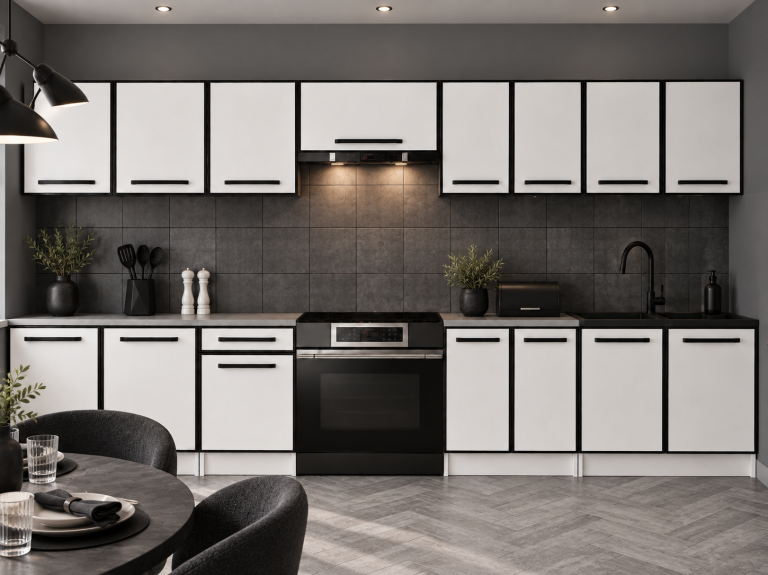 Meubles de cuisine Linea 320 cm blanc mat sans plan de travail Fabricant TOR L Vincent/0/WT/WT/BB/A1