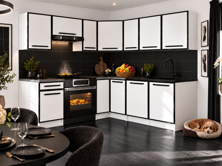 Meubles de cuisine Linea 360 cm blanc mat avec plan de travail Fabricant TOR L Pablo/0/WT/WT/0/A1