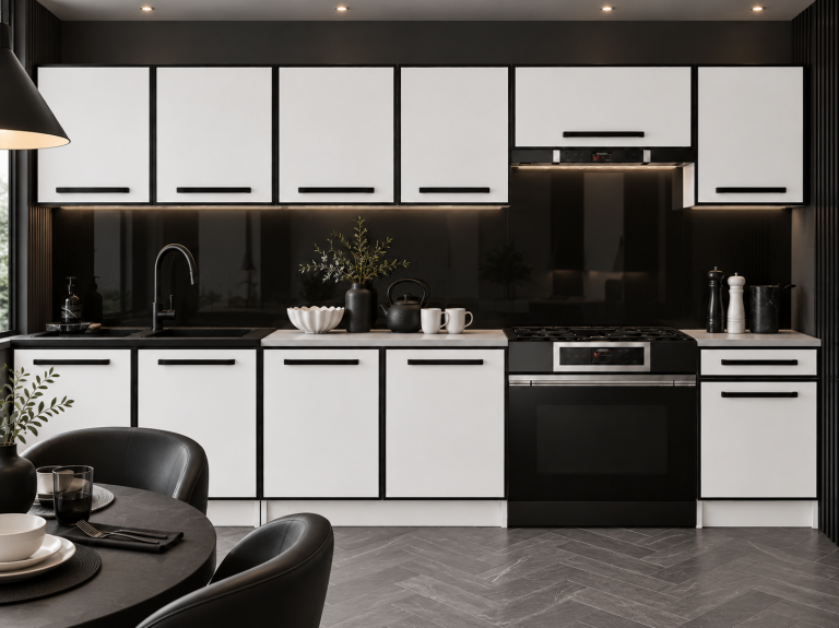 Meubles de cuisine Linea 260 cm blanc mat avec plan de travail Fabricant TOR L Frida/0/WT/WT/0/A1