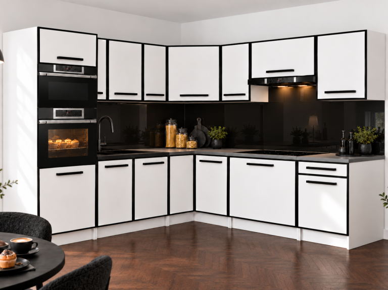 Meubles de cuisine Linea 420 cm blanc mat avec plan de travail Fabricant TOR L Diego/0/WT/WT/0/A1