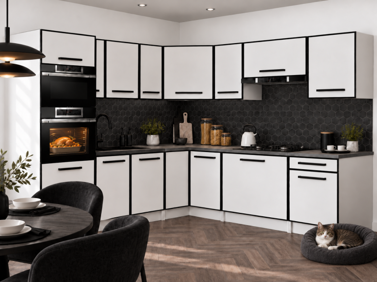 Meubles de cuisine Linea 420 cm blanc mat avec plan de travail Fabricant TOR L Diego/0/WT/WT/0/A1