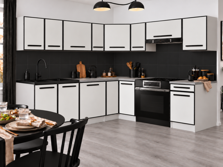 Meubles de cuisine Linea 420 cm blanc mat sans plan de travail Fabricant TOR L Gustav/0/WT/WT/BB/A1