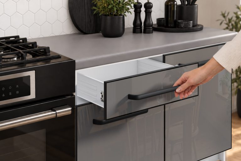 eubles de cuisine Linea 420 cm gris brillant avec plan de travail Fabricant INF L Diego/0/WT/S/0/A1