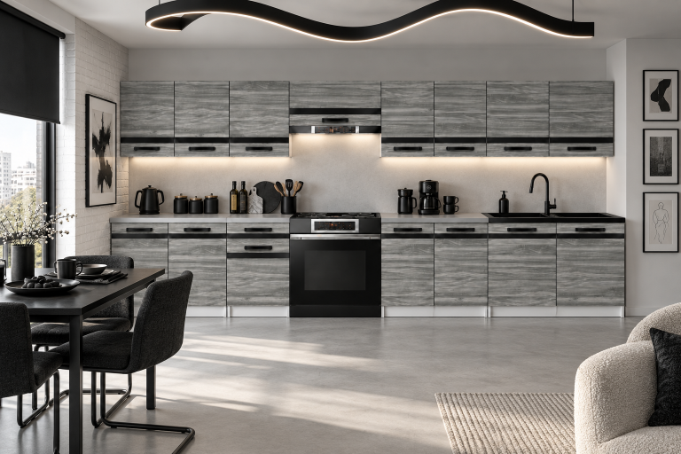 Meubles de cuisine Prestige 320 cm glamour wood avec plan de travail Fabricant TOR P Vincent/0/WT/GW1/0/A1/CM