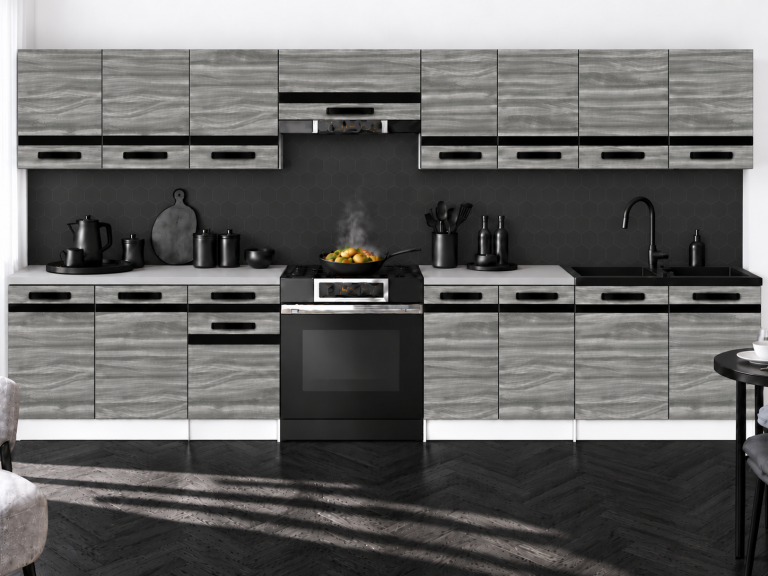 Meubles de cuisine Prestige 320 cm glamour wood avec plan de travail Fabricant TOR P Vincent/0/WT/GW1/0/A1/CM