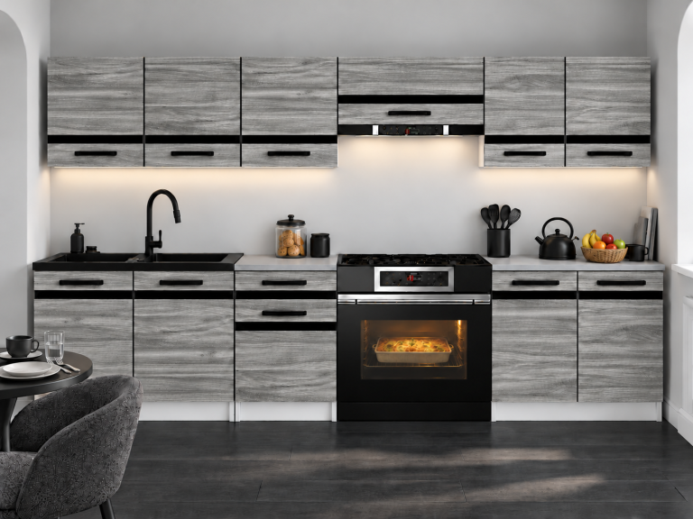 Meubles de cuisine Prestige 240 cm glamour wood avec plan de travail Fabricant TOR P Salvador/0/WT/GW1/0/A1/CM