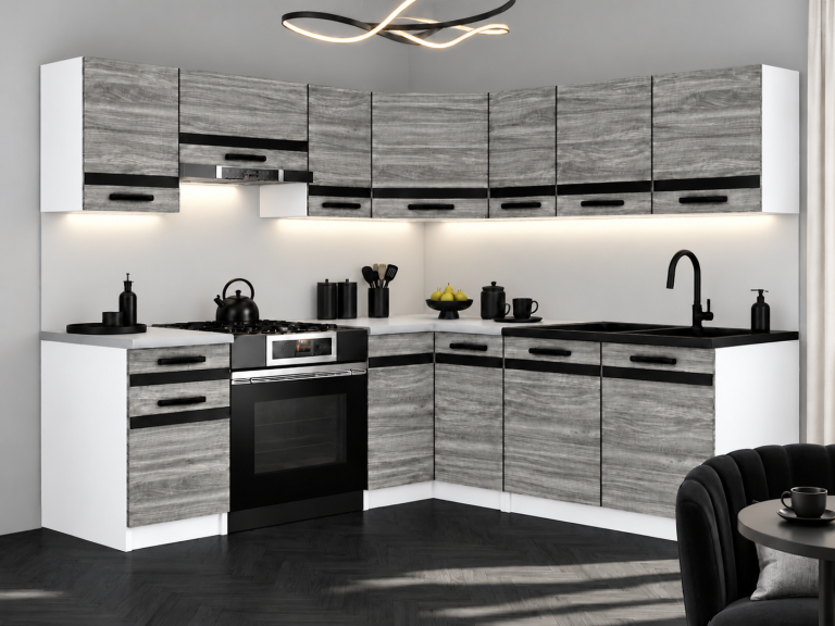 Meubles de cuisine Prestige 360 cm glamour wood sans plan de travail Fabricant TOR P Pablo/0/WT/GW1/BB/A1/CM