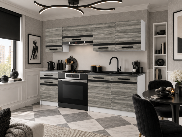 Meubles de cuisine Prestige 180 cm glamour wood avec plan de travail Fabricant TOR P Leonardo/0/WT/GW1/0/A1/CM