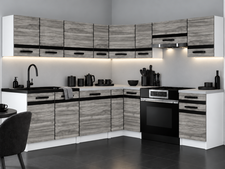 Meubles de cuisine Prestige 420 cm glamour wood avec plan de travail Fabricant TOR P Gustav/0/WT/GW1/0/A1/CM