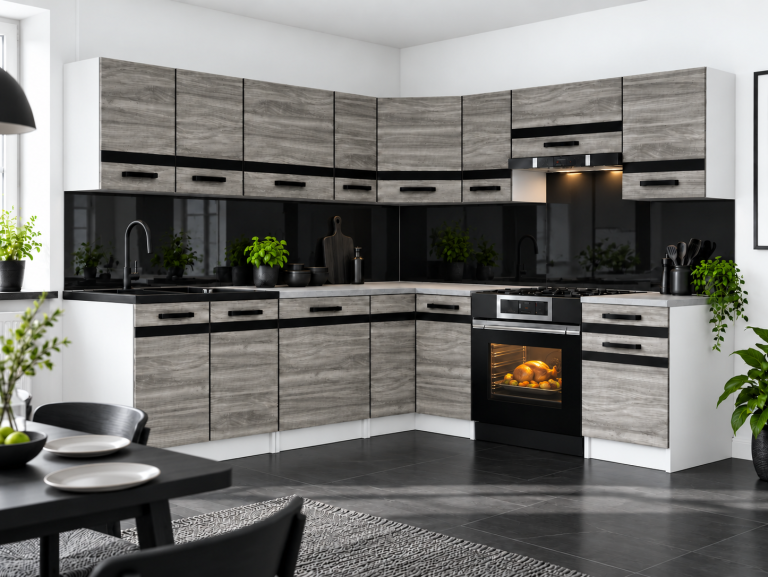 Meubles de cuisine Prestige 420 cm glamour wood avec plan de travail Fabricant TOR P Gustav/0/WT/GW1/0/A1/CM