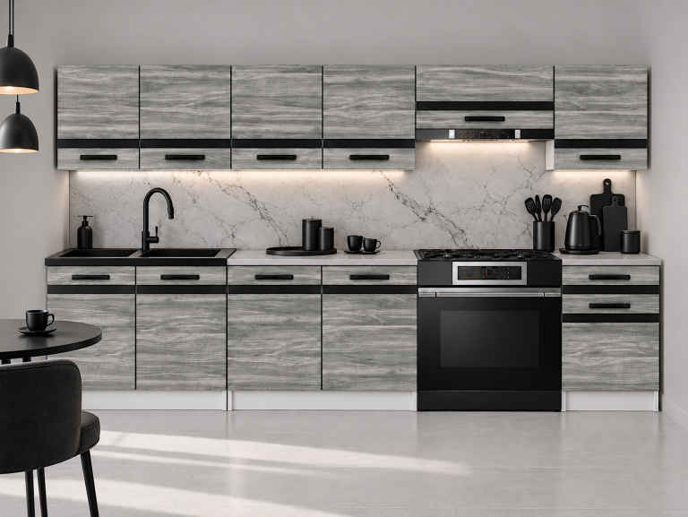 Meubles de cuisine Prestige 260 cm glamour wood avec plan de travail Fabricant TOR P Frida/0/WT/GW1/0/A1/CM