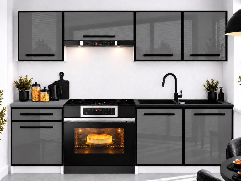 Meubles de cuisine Linea 180 cm gris brillant avec plan de travail Fabricant INF L Leonardo/0/WT/S/0/A1