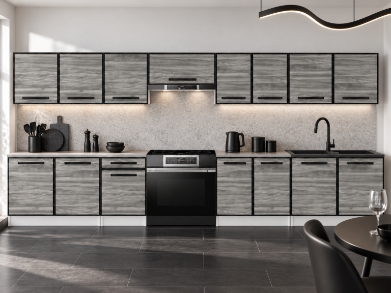 Meubles de cuisine Linea 320 cm glamour wood avec plan de travail Fabricant TOR L Vincent/0/WT/GW1/0/A1