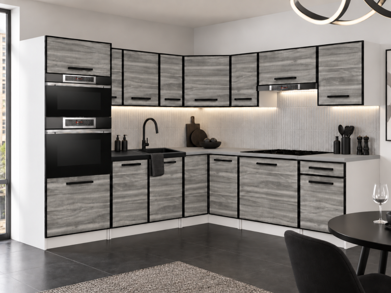 Meubles de cuisine Linea 420 cm glamour wood sans plan de travail Fabricant TOR L Diego/0/WT/GW1/BB/A1