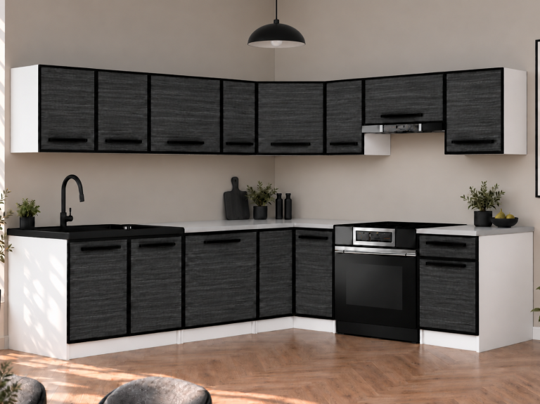 Meubles de cuisine Linea 420 cm ébène royale avec plan de travail Fabricant TOR L Gustav/0/WT/HK/0/A1
