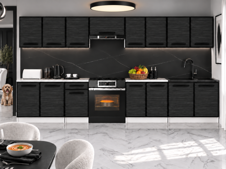Meubles de cuisine Linea 320 cm ébène royale avec plan de travail Fabricant TOR L Vincent/0/WT/HK/0/A1