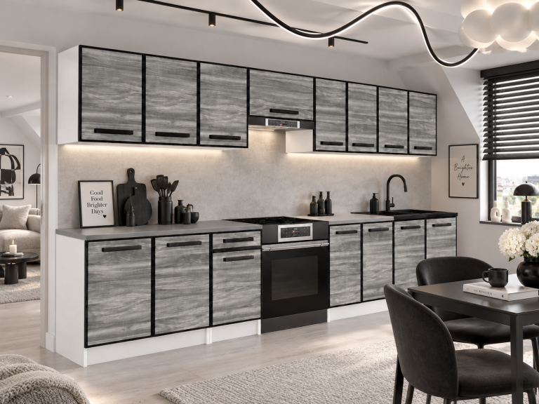 Meubles de cuisine Linea 320 cm glamour wood avec plan de travail Fabricant TOR L Vincent/0/WT/GW1/0/A1