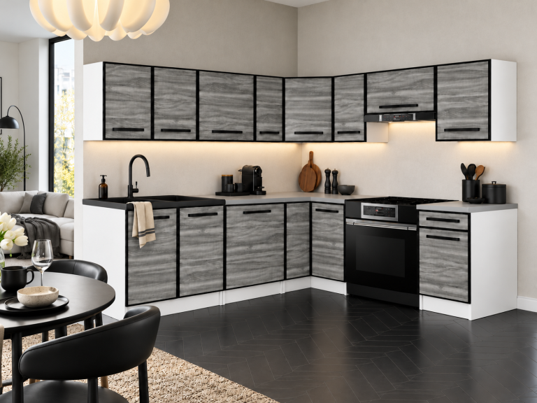 Meubles de cuisine Linea 420 cm glamour wood avec plan de travail Fabricant TOR L Gustav/0/WT/GW1/0/A1