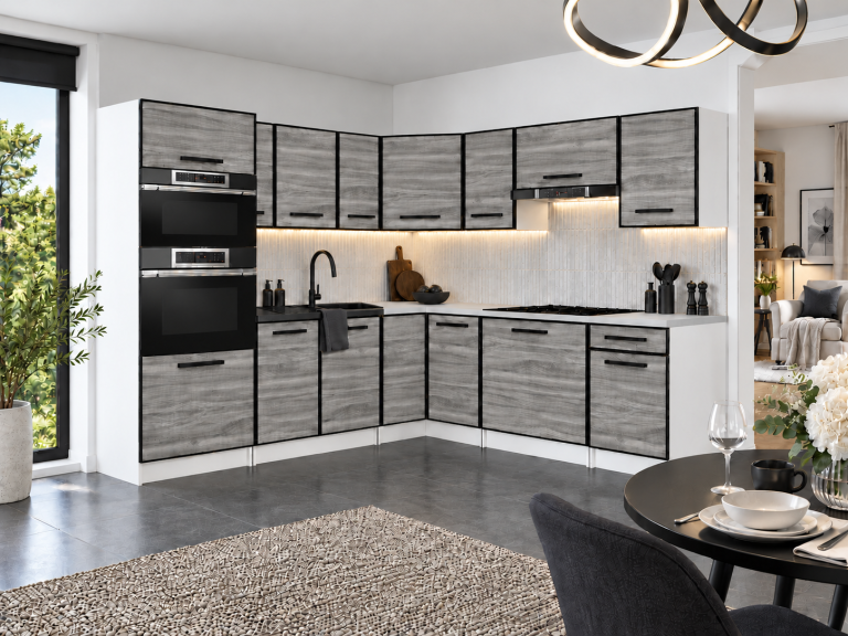 Meubles de cuisine Linea 420 cm glamour wood sans plan de travail Fabricant TOR L Diego/0/WT/GW1/BB/A1