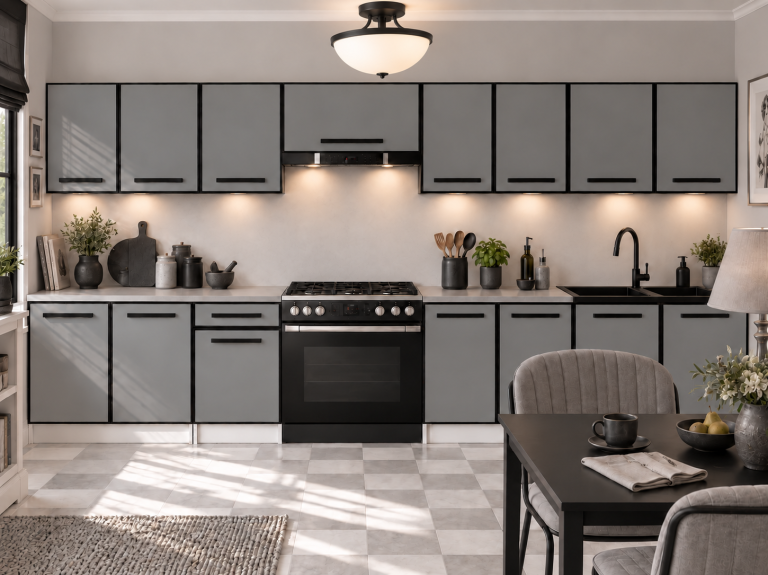 Meubles de cuisine Linea 320 cm gris mat avec plan de travail Fabricant TOR L Vincent/0/WT/SR/0/A1