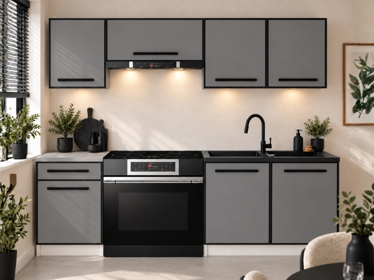 Meubles de cuisine Linea 180 cm gris mat avec plan de travail Fabricant TOR L Leonardo/0/WT/SR/0/A1