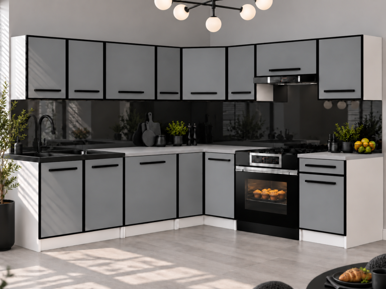 Meubles de cuisine Linea 420 cm gris mat avec plan de travail Fabricant TOR L Gustav/0/WT/SR/0/A1