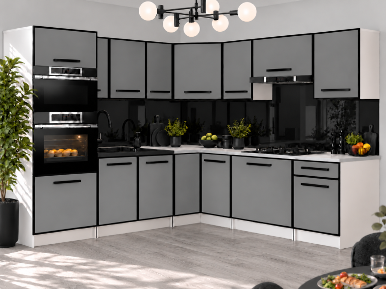 Meubles de cuisine Linea 420 cm gris mat avec plan de travail Fabricant TOR L Diego/0/WT/SR/0/A1 