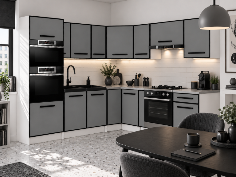 Meubles de cuisine Linea 420 cm gris mat avec plan de travail Fabricant TOR L Diego/0/WT/SR/0/A1 