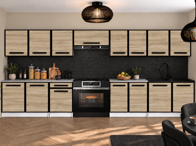 Meubles de cuisine Linea 320 cm chêne sonoma avec plan de travail Fabricant TOR L Vincent/0/WT/DS/0/A1