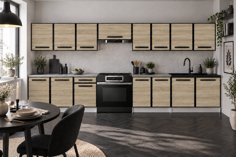 Meubles de cuisine Linea 320 cm chêne sonoma avec plan de travail Fabricant TOR L Vincent/0/WT/DS/0/A1