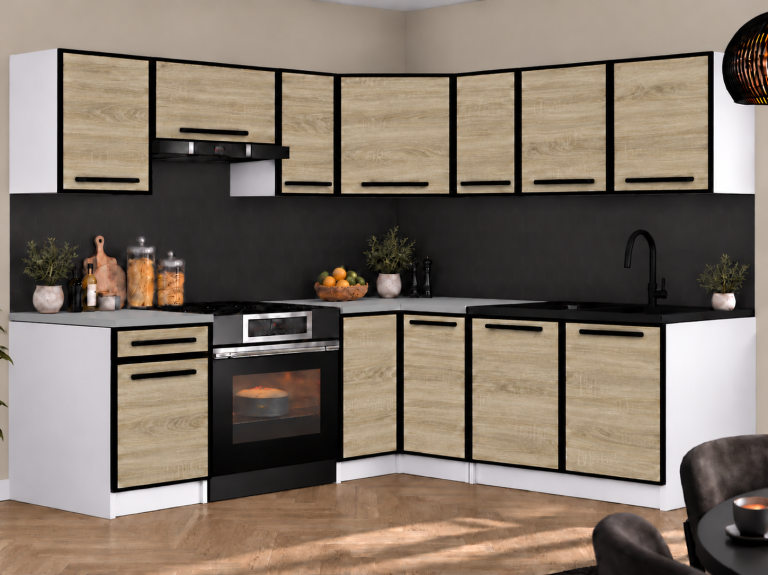 Meble kuchenne Linea 360 cm dąb sonoma z blatem Producent TOR L Pablo/0/WT/DS/0/A1