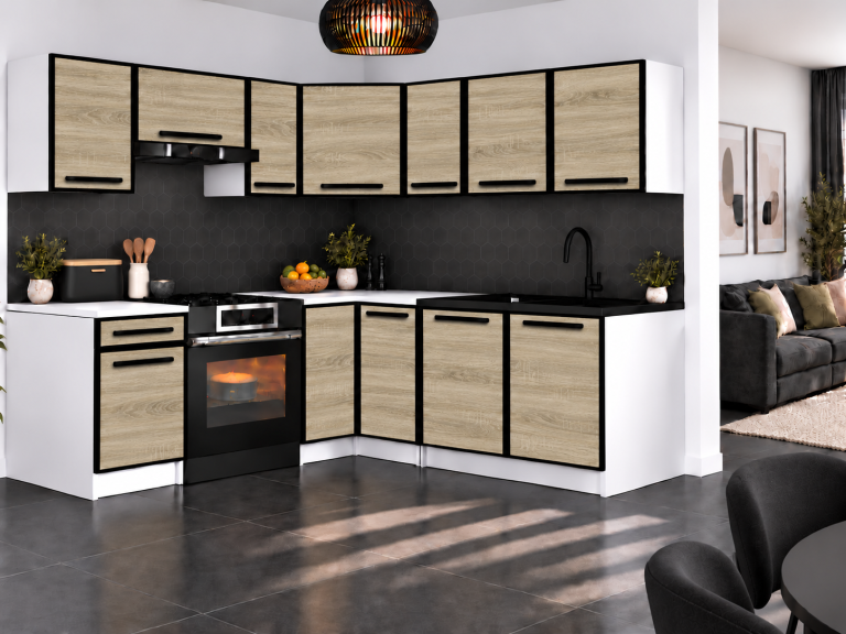 Meble kuchenne Linea 360 cm dąb sonoma z blatem Producent TOR L Pablo/0/WT/DS/0/A1