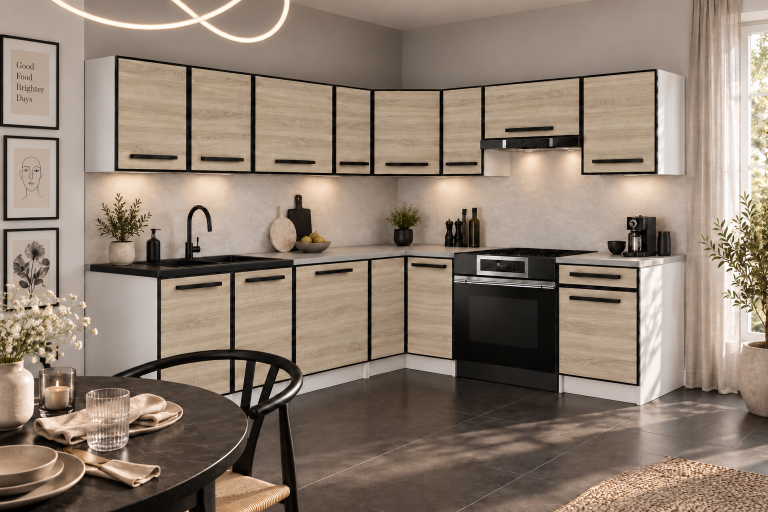 Meubles de cuisine Linea 420 cm chêne sonoma avec plan de travail Fabricant TOR L Gustav/0/WT/DS/0/A1