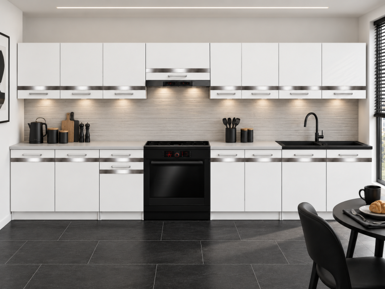 Meubles de cuisine Prestige 320 cm blanc mat avec plan de travail Fabricant TOR P Vincent/0/WT/WT/0/C1/SL