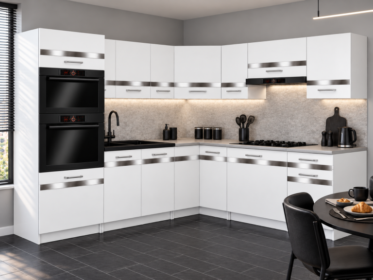 Meubles de cuisine Prestige 420 cm blanc mat avec plan de travail Fabricant TOR P Diego/0/WT/WT/0/C1/SL