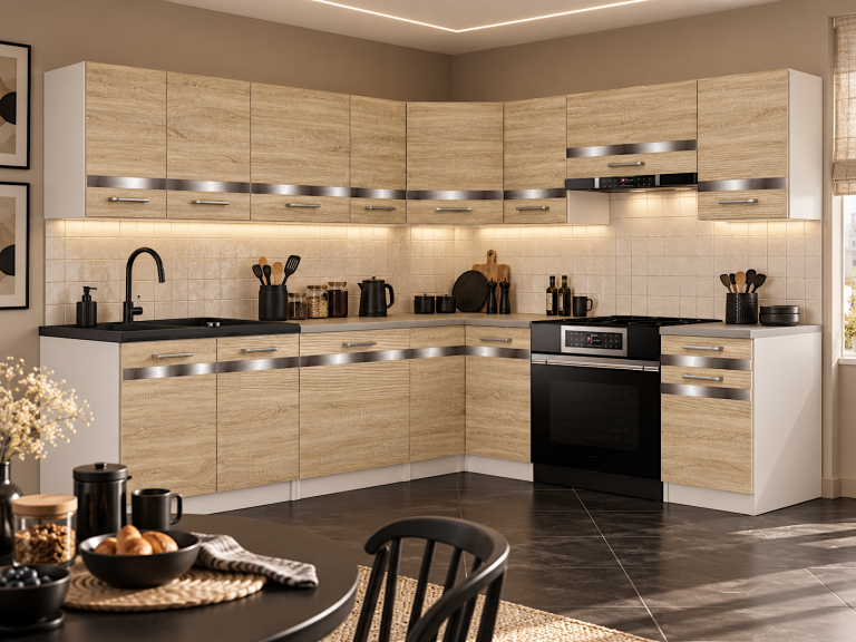 Meubles de cuisine Prestige 420 cm chêne sonoma sans plan de travail Fabricant TOR P Gustav/0/WT/DS/BB/C1/SL