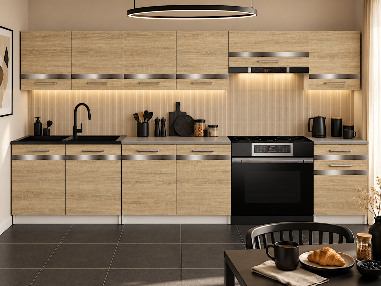 Meble kuchenne Prestige 260 cm dąb sonoma z blatem Producent TOR P Frida/0/WT/DS/0/C1/SL